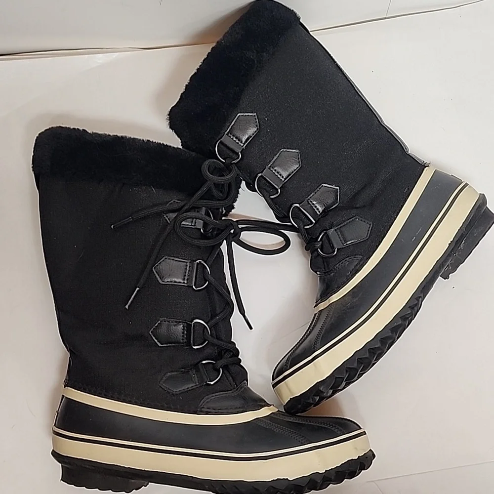JBU Snowy Soft Faux Fur Sz 8M Women's Black Winter Boots
